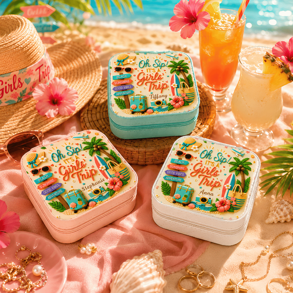Oh Sip! It's a Girls' Trip - Personalized Girls' Trip Jewelry Box - Gifts For Girls Trip-Myprintsy