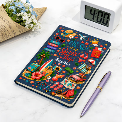 Oh Sip! It's a Girls' Trip - Personalized Girls' Trip Leather Cover Notebook - Gifts For Girls Trip-Myprintsy