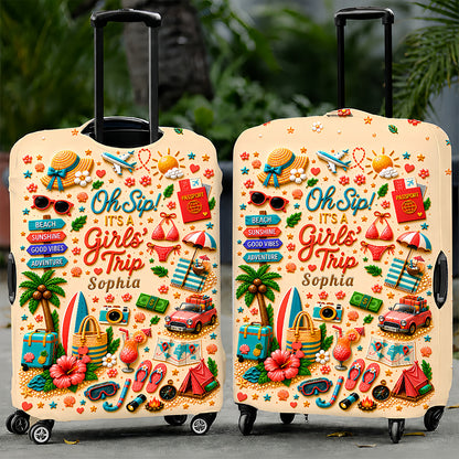 Oh Sip! It's a Girls' Trip - Personalized Girls' Trip Luggage Cover - Gifts For Girls Trip-Myprintsy