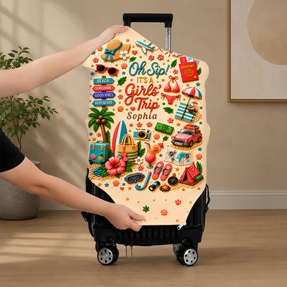 Oh Sip! It's a Girls' Trip - Personalized Girls' Trip Luggage Cover - Gifts For Girls Trip-Myprintsy