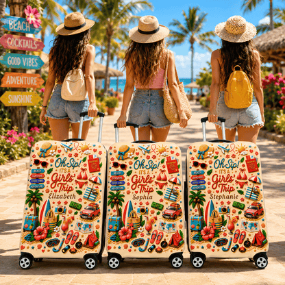 Oh Sip! It's a Girls' Trip - Personalized Girls' Trip Luggage Cover - Gifts For Girls Trip-Myprintsy