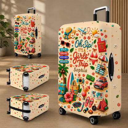 Oh Sip! It's a Girls' Trip - Personalized Girls' Trip Luggage Cover - Gifts For Girls Trip-Myprintsy