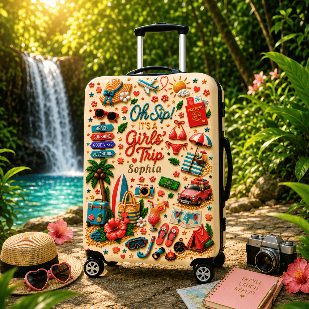 Oh Sip! It's a Girls' Trip - Personalized Girls' Trip Luggage Cover - Gifts For Girls Trip-Myprintsy