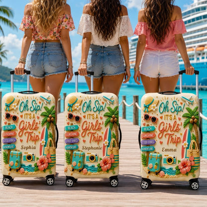 Oh Sip! It's a Girls' Trip - Personalized Girls' Trip Luggage Cover - Girls Trip Gifts-Myprintsy