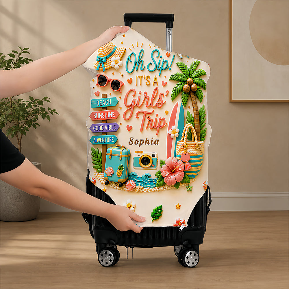 Oh Sip! It's a Girls' Trip - Personalized Girls' Trip Luggage Cover - Girls Trip Gifts-Myprintsy