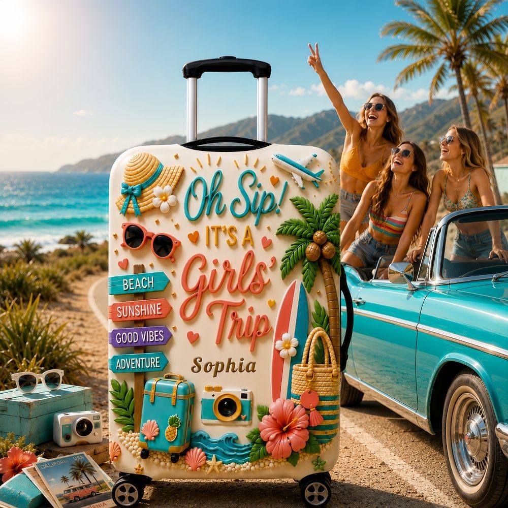 Oh Sip! It's a Girls' Trip - Personalized Girls' Trip Luggage Cover - Girls Trip Gifts-Myprintsy