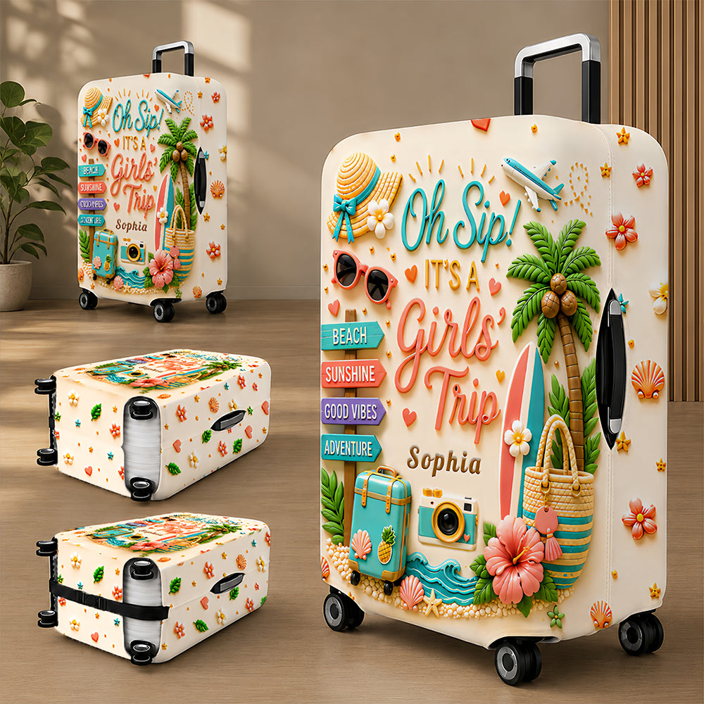 Oh Sip! It's a Girls' Trip - Personalized Girls' Trip Luggage Cover - Girls Trip Gifts-Myprintsy