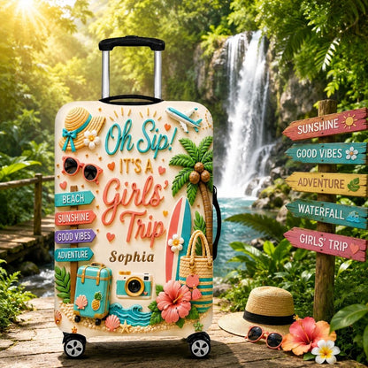 Oh Sip! It's a Girls' Trip - Personalized Girls' Trip Luggage Cover - Girls Trip Gifts-Myprintsy