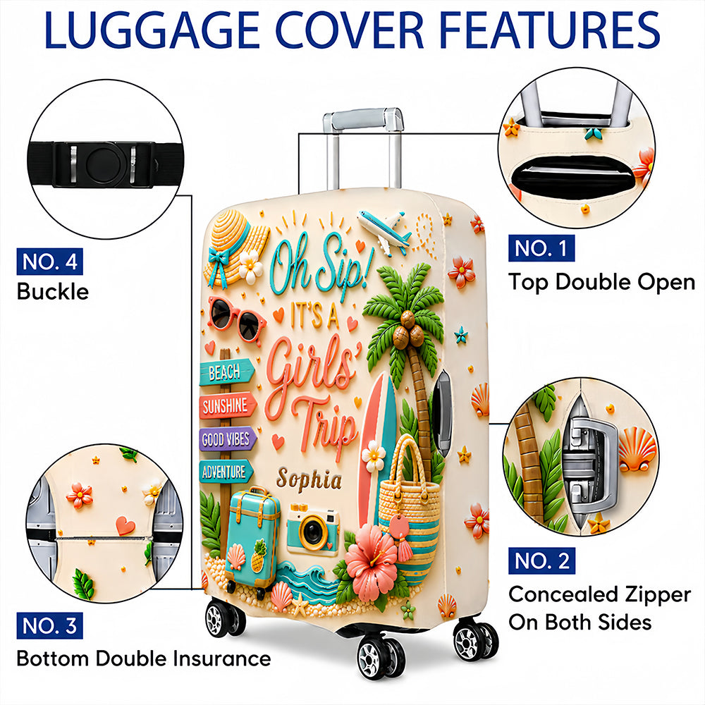 Oh Sip! It's a Girls' Trip - Personalized Girls' Trip Luggage Cover - Girls Trip Gifts-Myprintsy