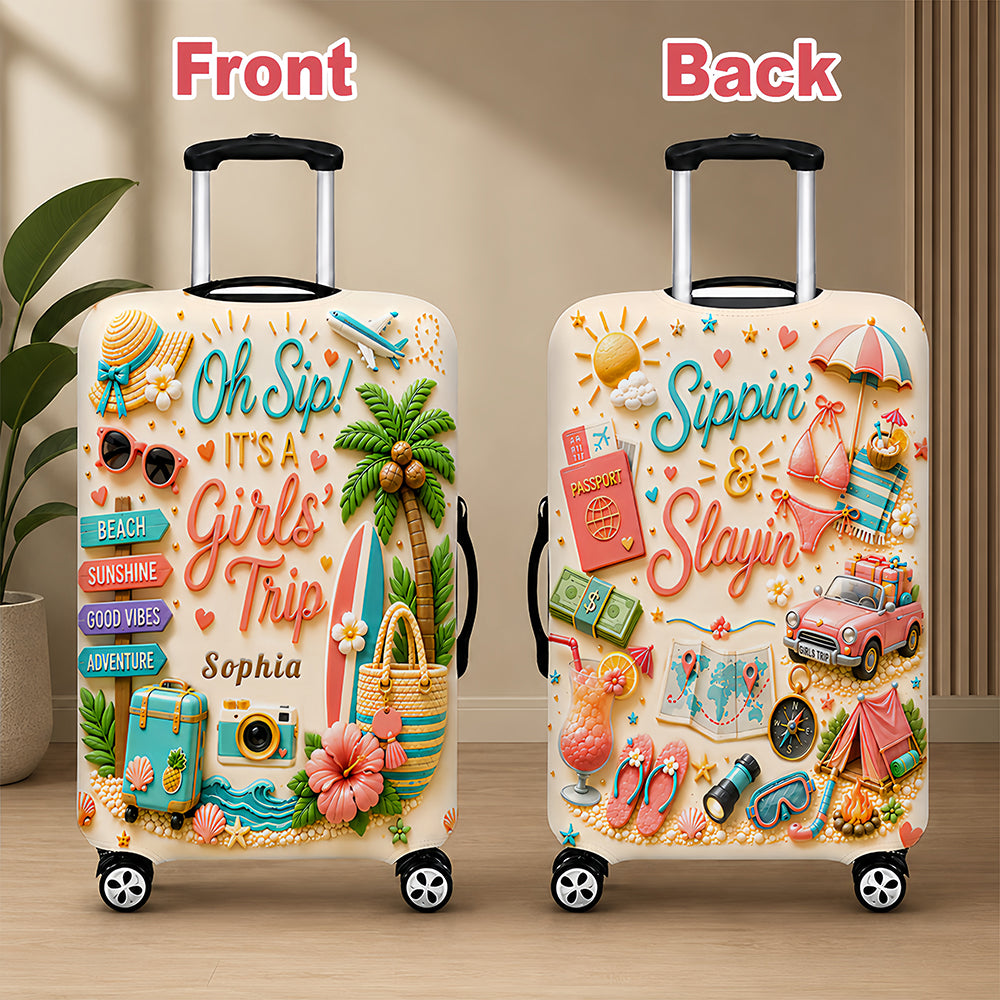 Oh Sip! It's a Girls' Trip - Personalized Girls' Trip Luggage Cover - Girls Trip Gifts-Myprintsy
