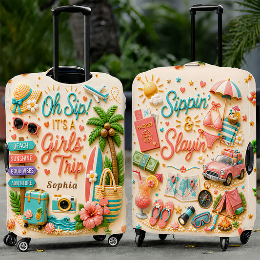 Oh Sip! It's a Girls' Trip - Personalized Girls' Trip Luggage Cover - Girls Trip Gifts-Myprintsy