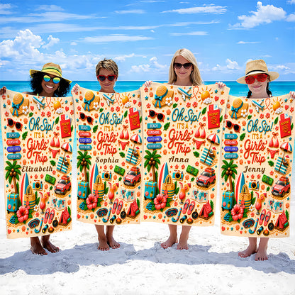 Oh Sip! It's a Girls' Trip - Personalized Girls' Trip Towel - Girls Trip Gifts-Myprintsy