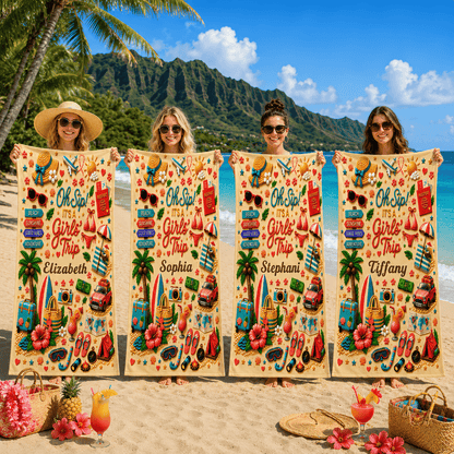 Oh Sip! It's a Girls' Trip - Personalized Girls' Trip Towel - Girls Trip Gifts-Myprintsy