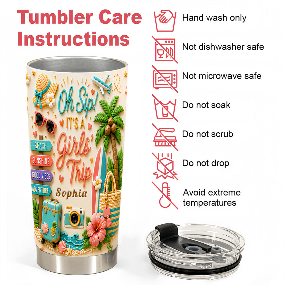 Oh Sip! It's a Girls' Trip - Personalized Girls' Trip Tumbler Cup - Girls Trip Gifts-Myprintsy