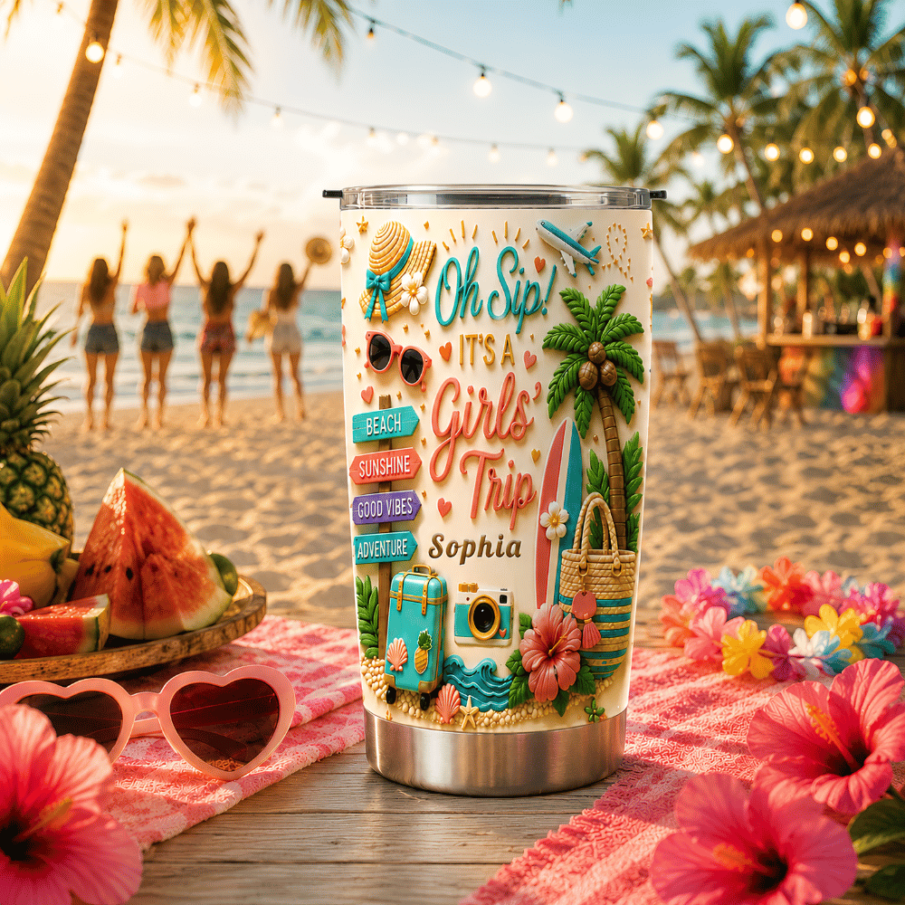 Oh Sip! It's a Girls' Trip - Personalized Girls' Trip Tumbler Cup - Girls Trip Gifts-Myprintsy