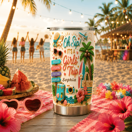 Oh Sip! It's a Girls' Trip - Personalized Girls' Trip Tumbler Cup - Girls Trip Gifts-Myprintsy