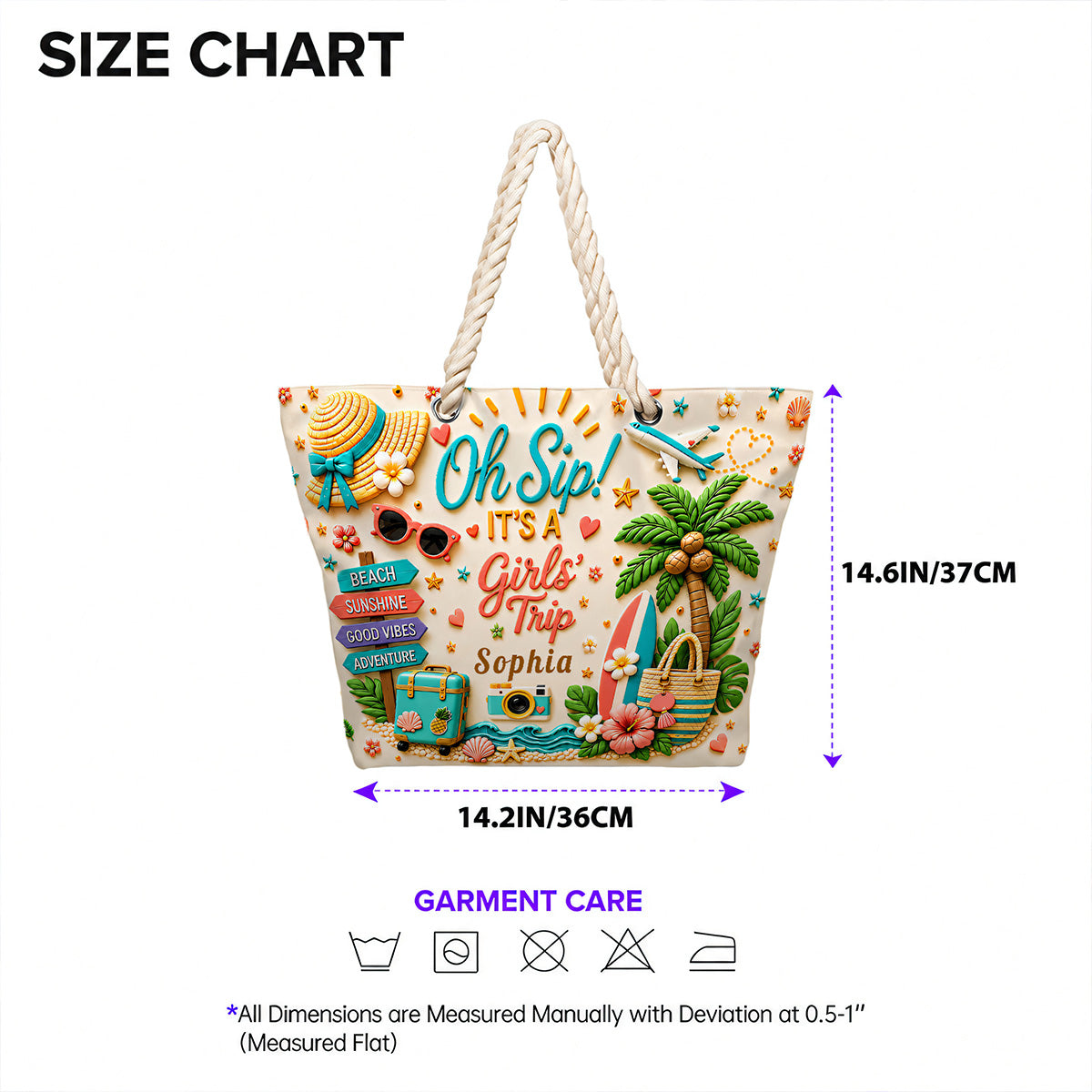 Oh Sip! It's a Girls' Trip - Personalized Hemp Rope Tote Bag - Girls' Trip Gifts-Myprintsy