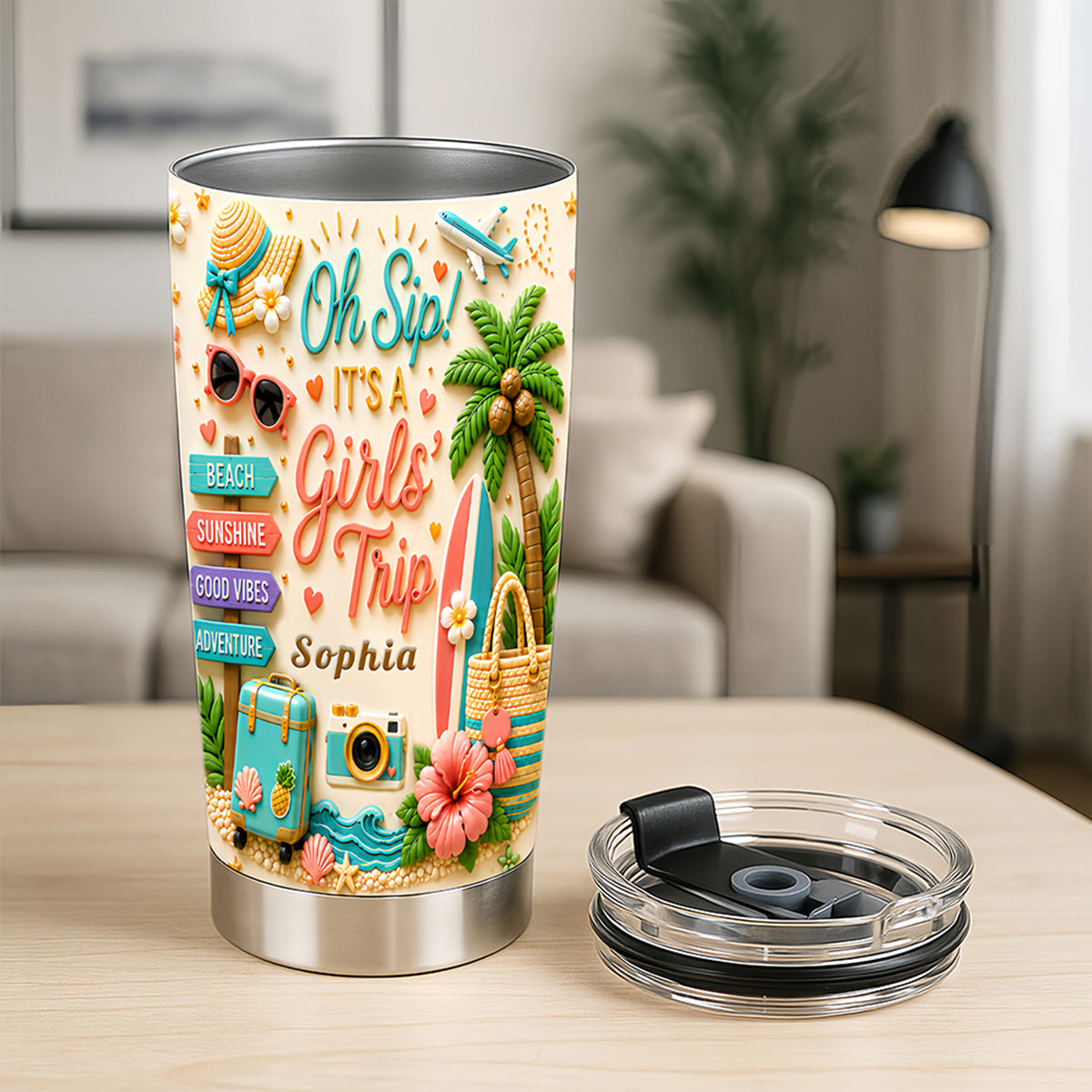 Oh Sip! It's a Girls' Trip - Personalized Travelling Tumbler Cup - Girls Trip Gifts-Myprintsy