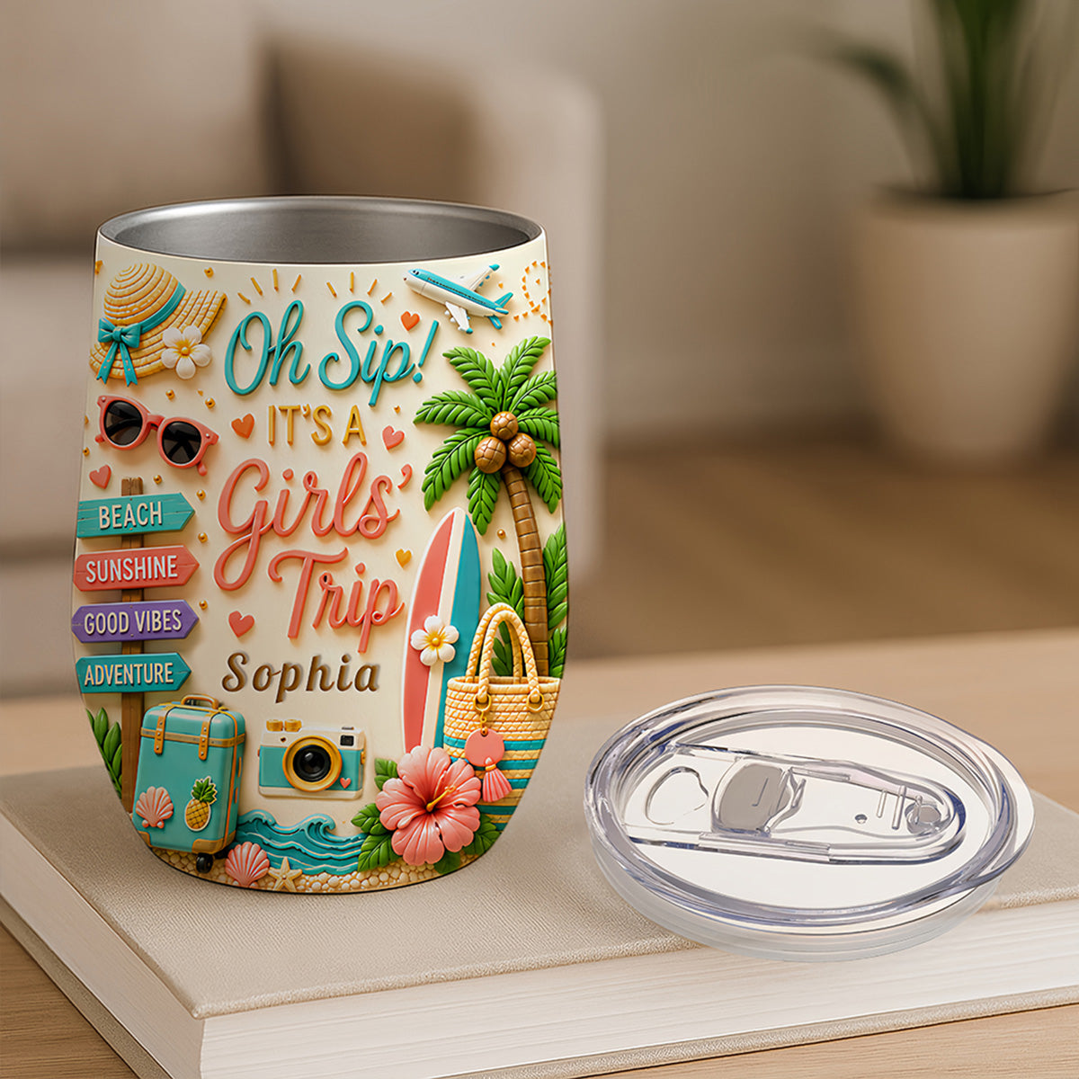 Oh Sip! It's a Girls' Trip - Personalized Wine Travelling Tumbler - Girls Trip Gifts-Myprintsy