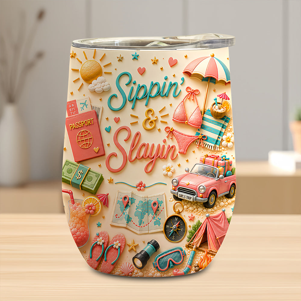 Oh Sip! It's a Girls' Trip - Personalized Wine Tumbler-Myprintsy
