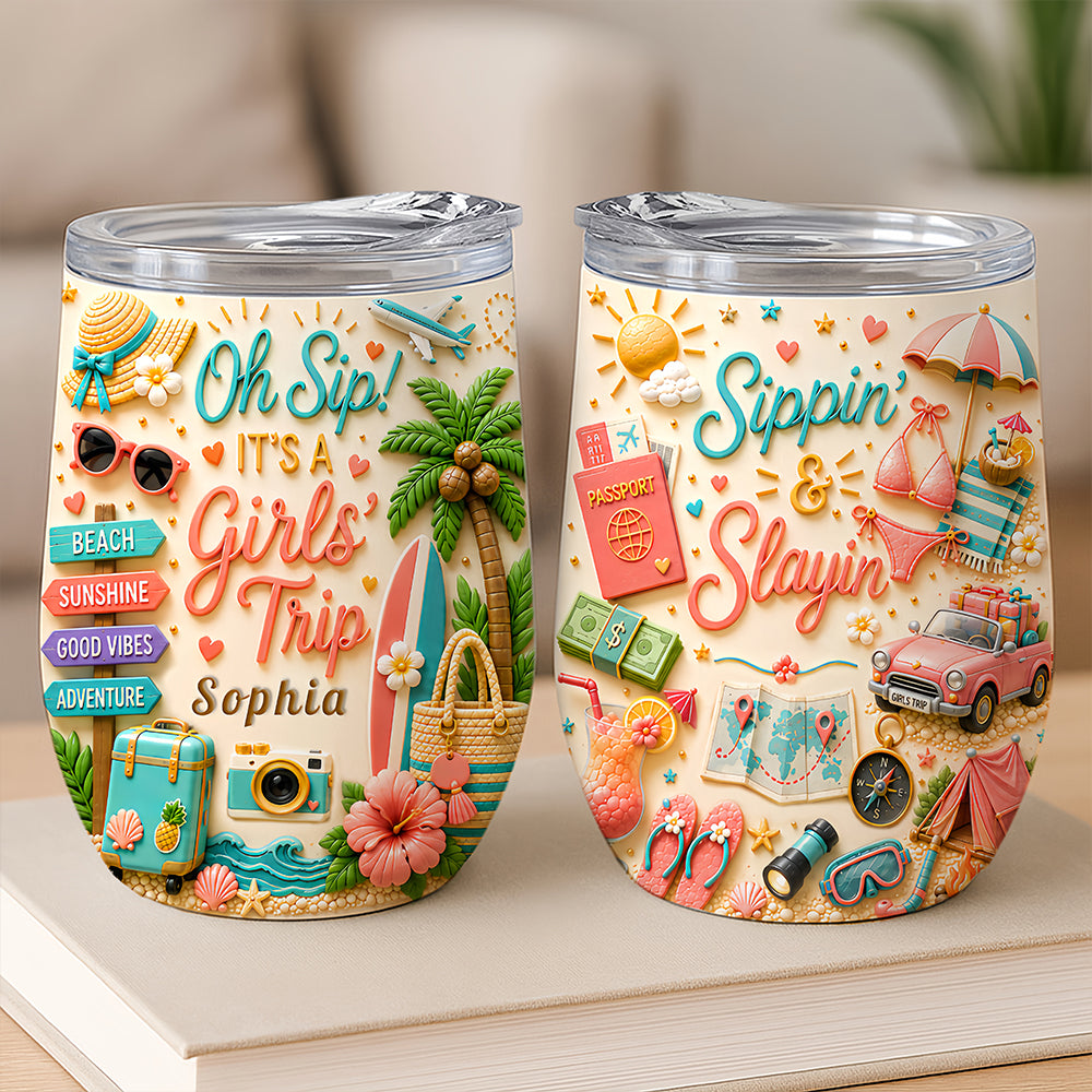 Oh Sip! It's a Girls' Trip - Personalized Wine Tumbler-Myprintsy