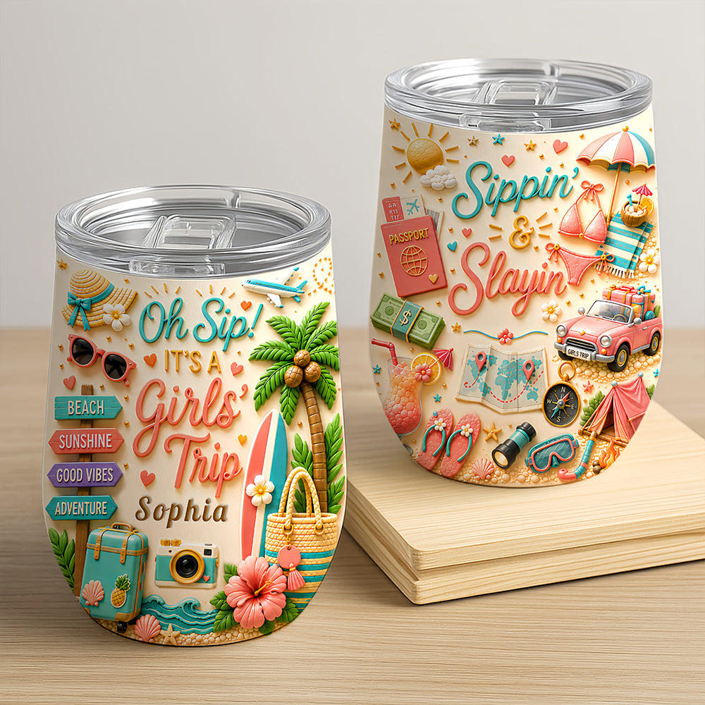 Oh Sip! It's a Girls' Trip - Personalized Wine Tumbler-Myprintsy