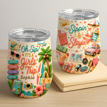 Oh Sip! It's a Girls' Trip - Personalized Wine Tumbler-Myprintsy