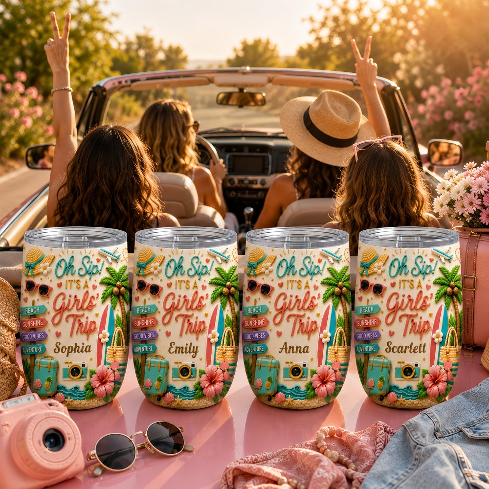 Oh Sip! It's a Girls' Trip - Personalized Wine Tumbler-Myprintsy