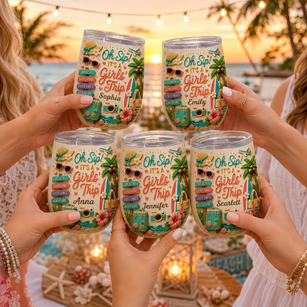 Oh Sip! It's a Girls' Trip - Personalized Wine Tumbler-Myprintsy