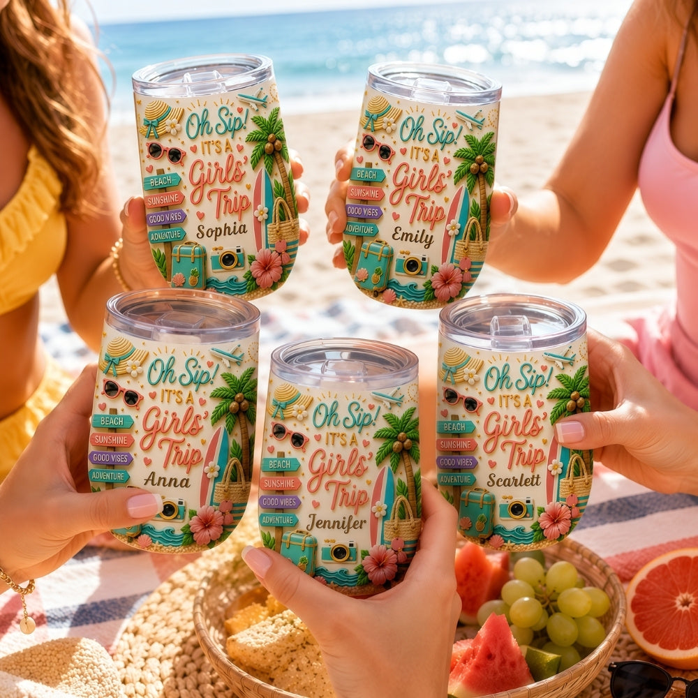 Oh Sip! It's a Girls' Trip - Personalized Wine Tumbler-Myprintsy