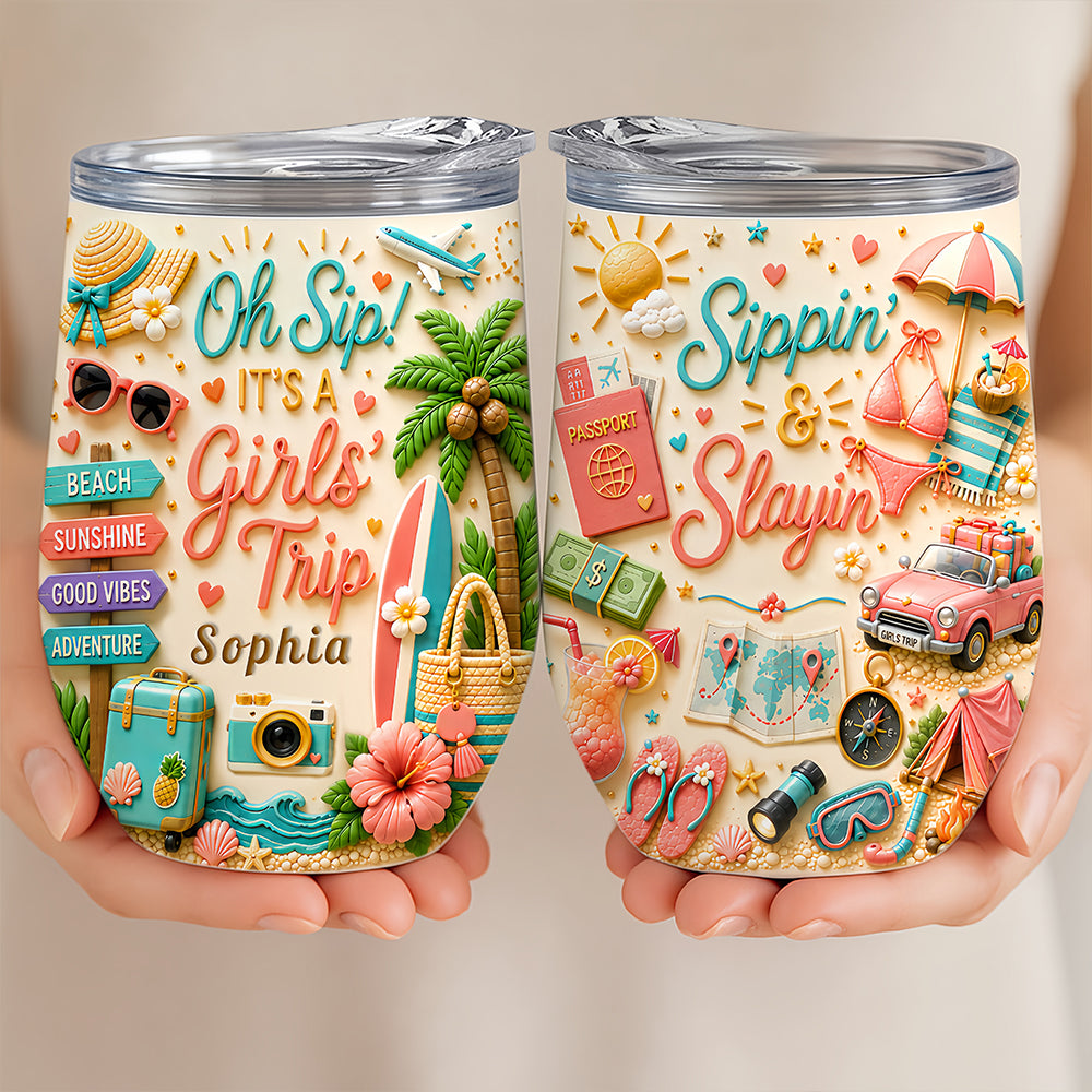 Oh Sip! It's a Girls' Trip - Personalized Wine Tumbler-Myprintsy