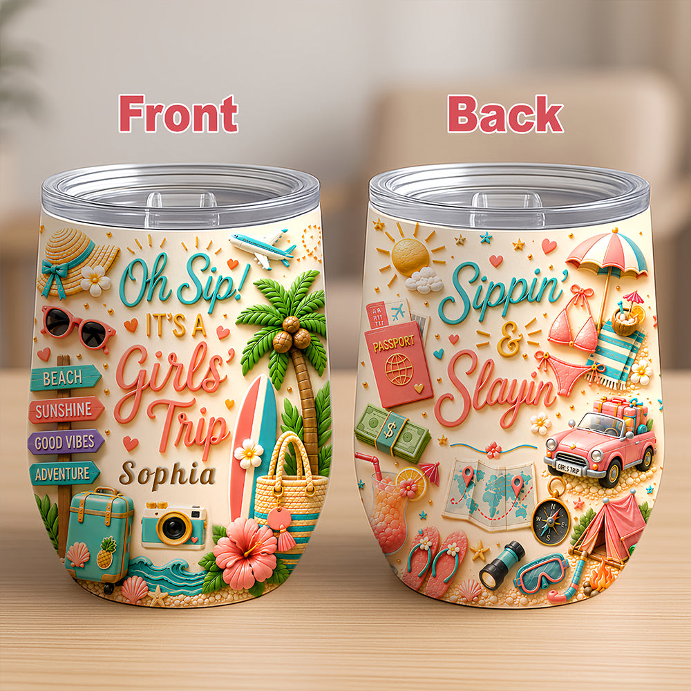 Oh Sip! It's a Girls' Trip - Personalized Wine Tumbler-Myprintsy