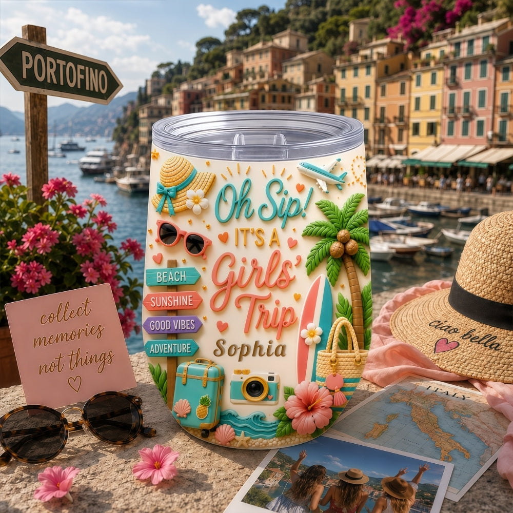 Oh Sip! It's a Girls' Trip - Personalized Wine Tumbler-Myprintsy