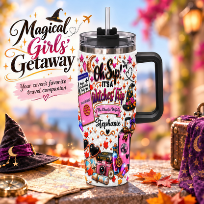 Oh Sip! It's a Witches' Trip - Personalized Witch Sister 40oz Rhinestone Tumbler With Handle-Myprintsy