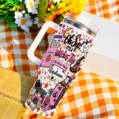 Oh Sip! It's a Witches' Trip - Personalized Witch Sister 40oz Rhinestone Tumbler With Handle-Myprintsy