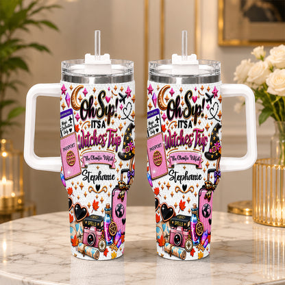 Oh Sip! It's a Witches' Trip - Personalized Witch Sister 40oz Rhinestone Tumbler With Handle-Myprintsy