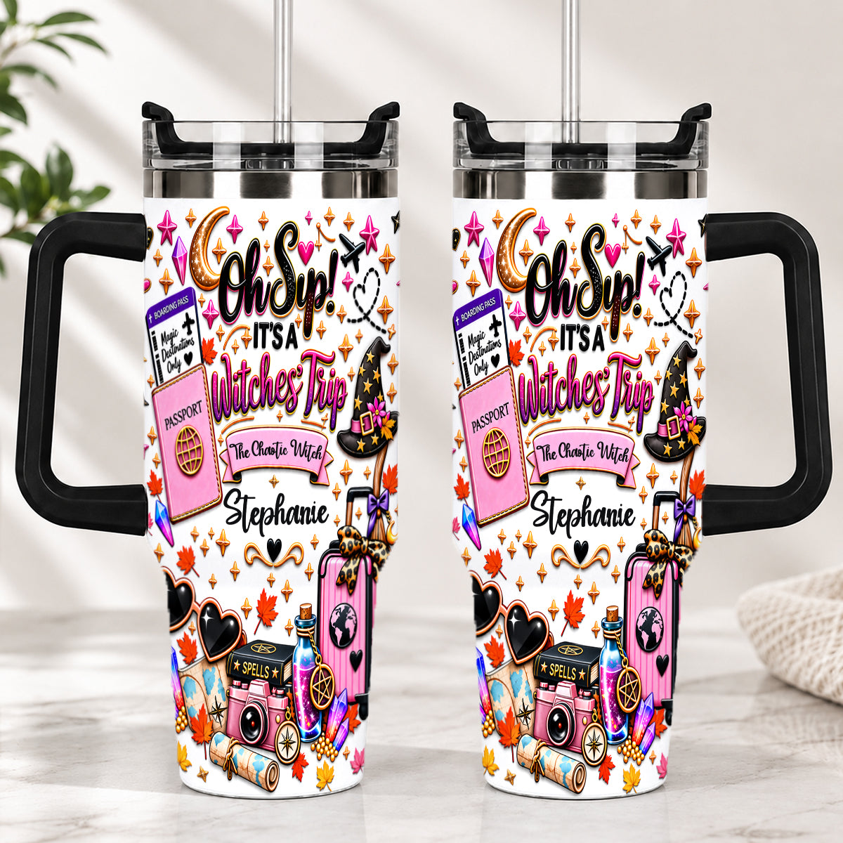 Oh Sip! It's a Witches' Trip - Personalized Witch Sister 40oz Tumbler With Straw-Myprintsy