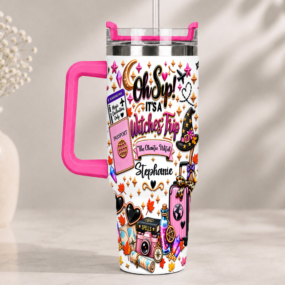 Oh Sip! It's a Witches' Trip - Personalized Witch Sister 40oz Tumbler With Straw-Myprintsy