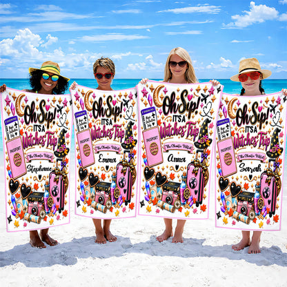 Oh Sip! It's a Witches' Trip - Personalized Witch Sister Beach Towel-Myprintsy