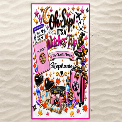 Oh Sip! It's a Witches' Trip - Personalized Witch Sister Beach Towel-Myprintsy