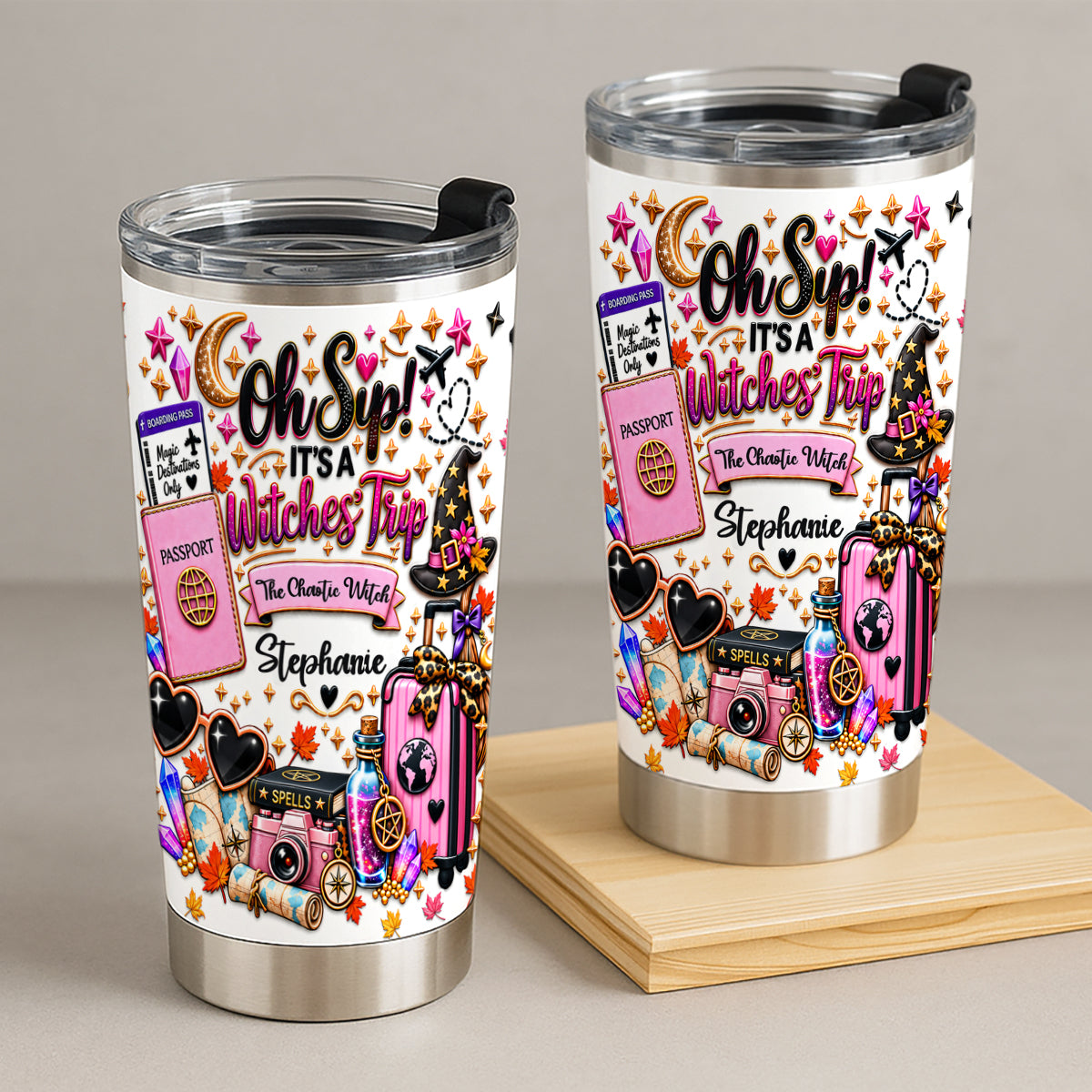 Oh Sip! It's a Witches' Trip - Personalized Witch Sister Tumbler Cup-Myprintsy