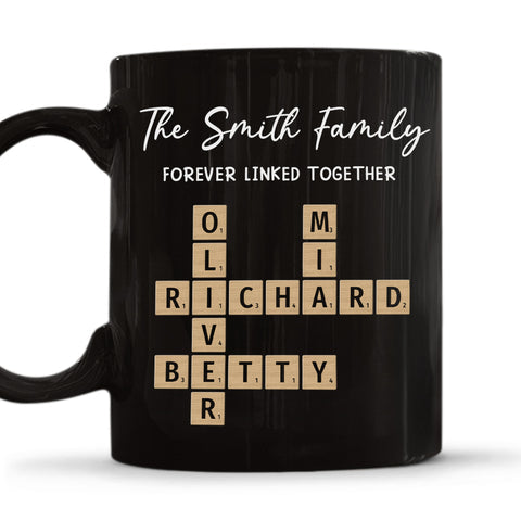 Family Forever Linked Together - Personalized Black Mug