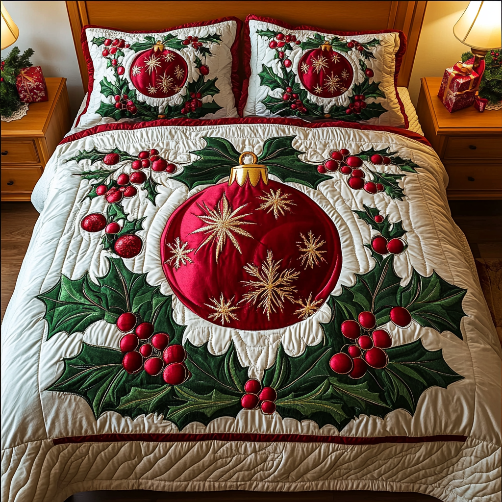 Ornament Delight -Piece Quilted Bedding Set VH VTQ-Myprintsy
