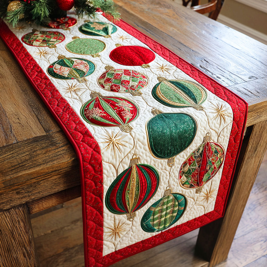 Ornament Sparkle Night Quilted Table Runner VTQ-Myprintsy