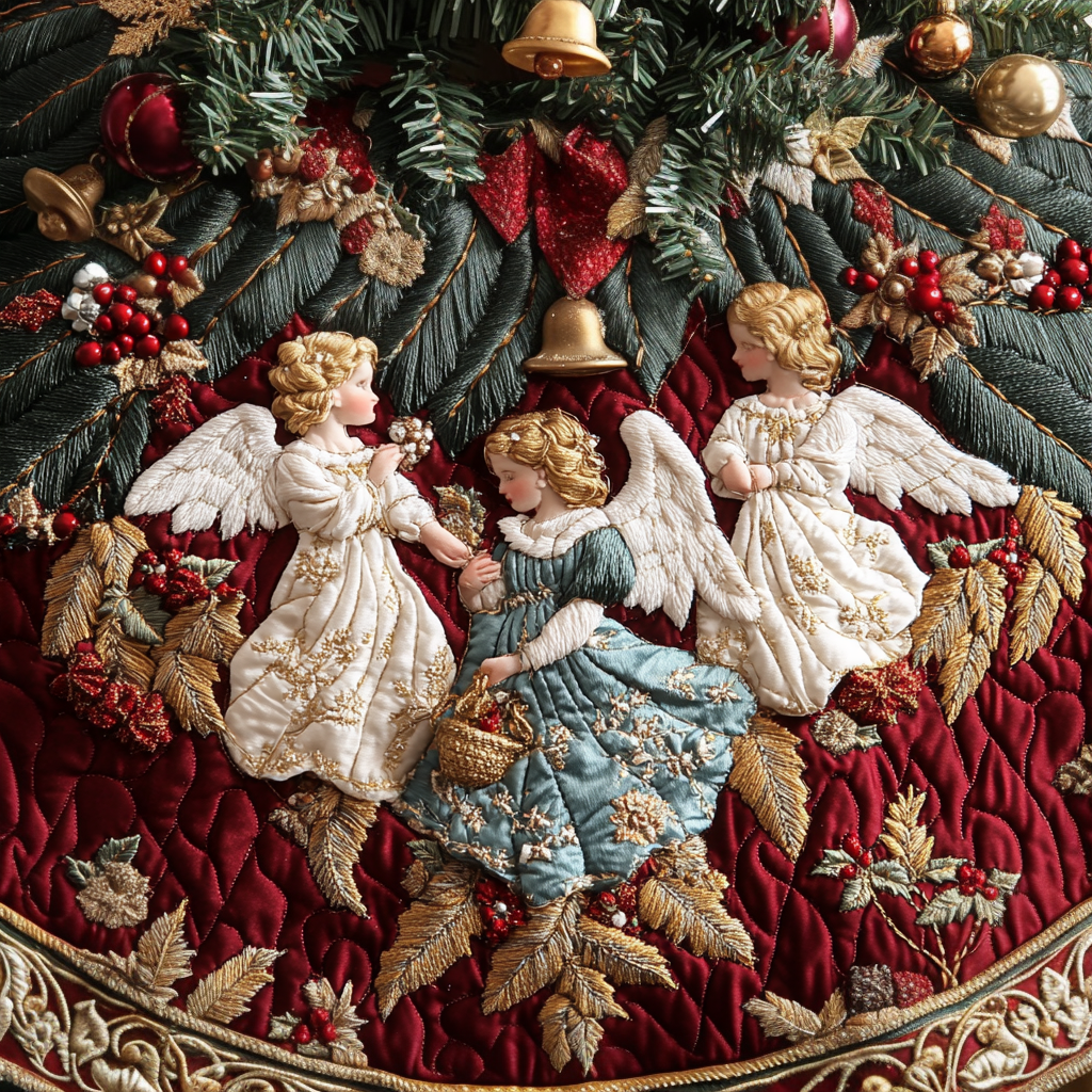Ornaments of Heaven Christmas Quilted Tree Skirt VTQ-Myprintsy