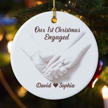 Our 1st Christmas Engaged - Personalized Ceramic Ornament-Myprintsy