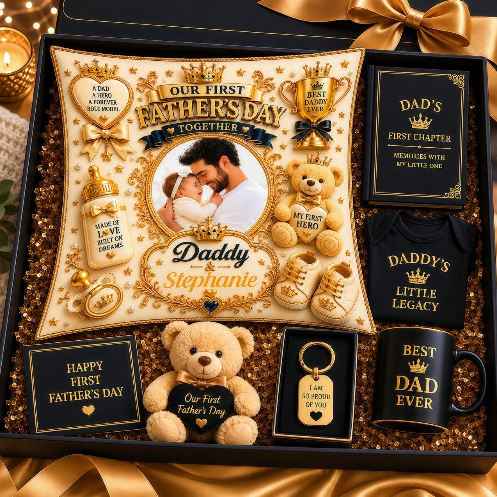 Our First Father's Day Together - Personalized First Father's Day Pillow With Photo - First Father's Day Gift-Myprintsy