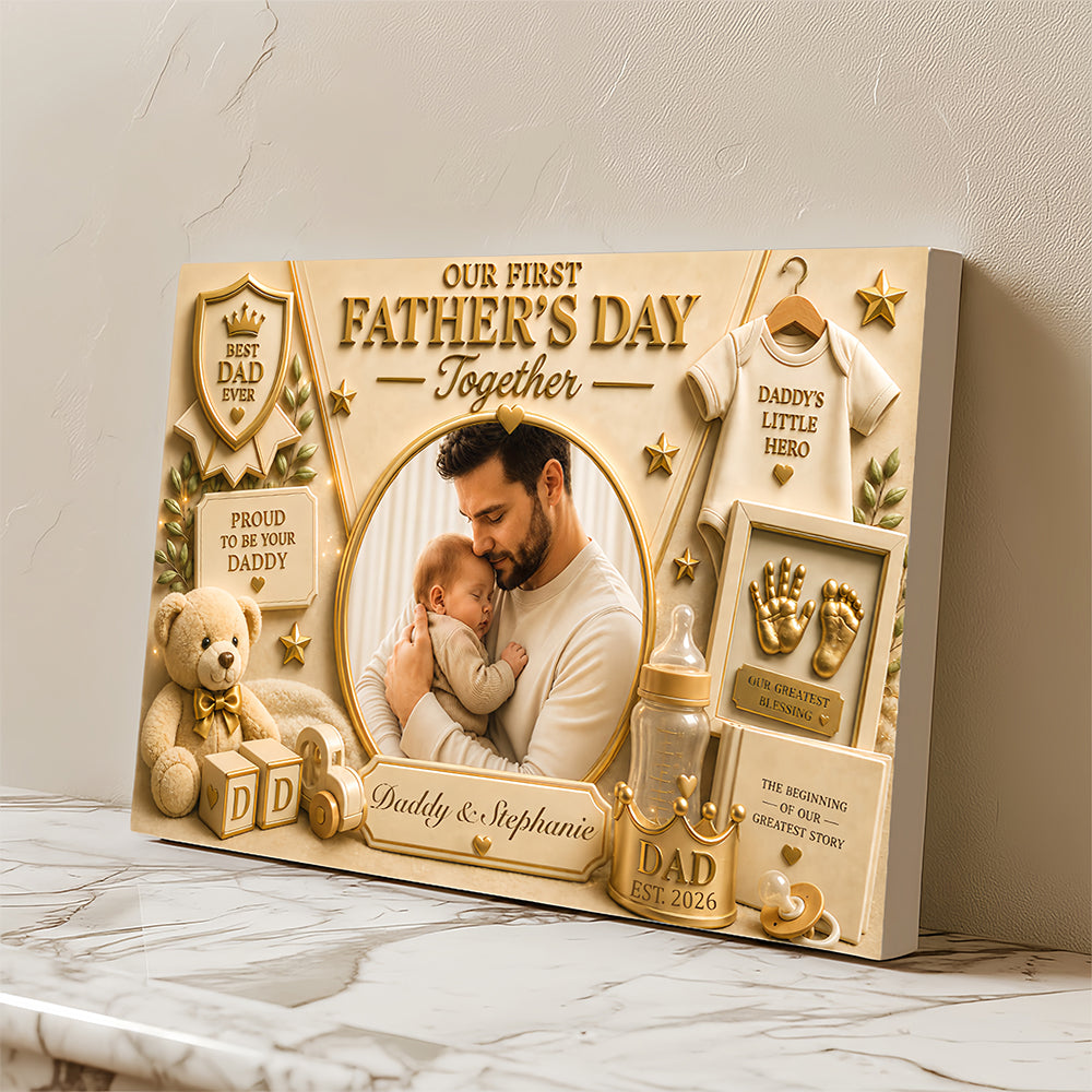 Our First Father's Day Together - Personalized Our First Father's Day Together Wrapped Canvas With Photo - First Father's Day Gift-Myprintsy
