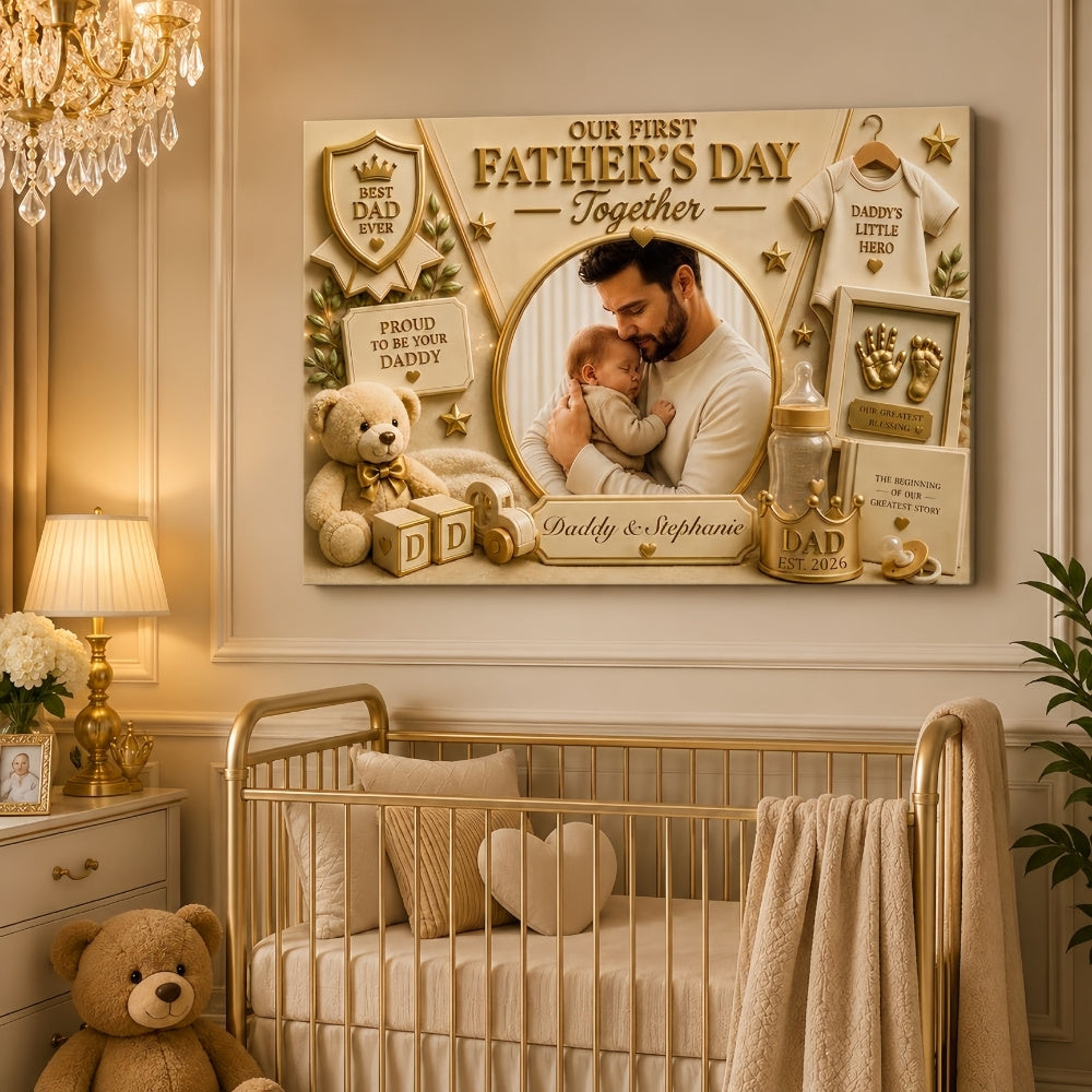 Our First Father's Day Together - Personalized Our First Father's Day Together Wrapped Canvas With Photo - First Father's Day Gift-Myprintsy