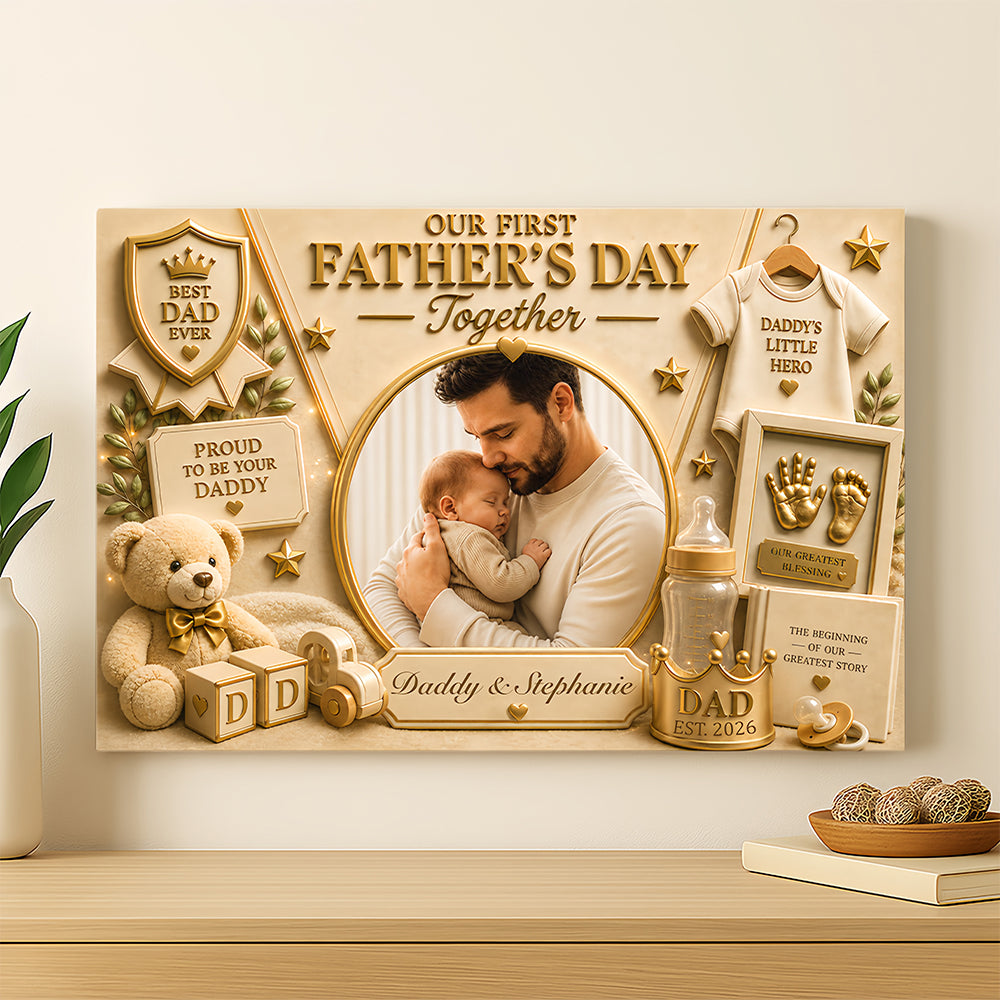 Our First Father's Day Together - Personalized Our First Father's Day Together Wrapped Canvas With Photo - First Father's Day Gift-Myprintsy